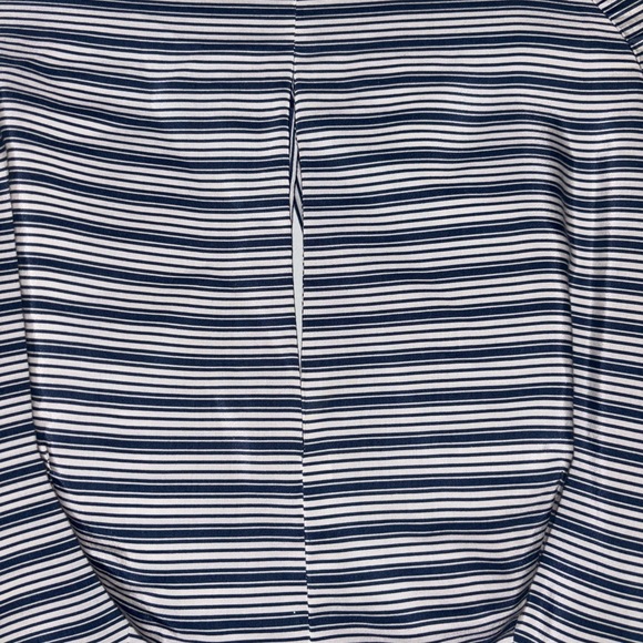 Milly Fluted Striped Silk & Cotton Blouse Bell Sleeve Keyhole Open Back Tie - Picture 6 of 12